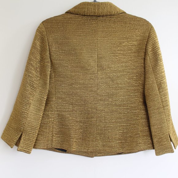 Akris punto blazer jacket‎ gold textured Sz 6 - Picture 3 of 11